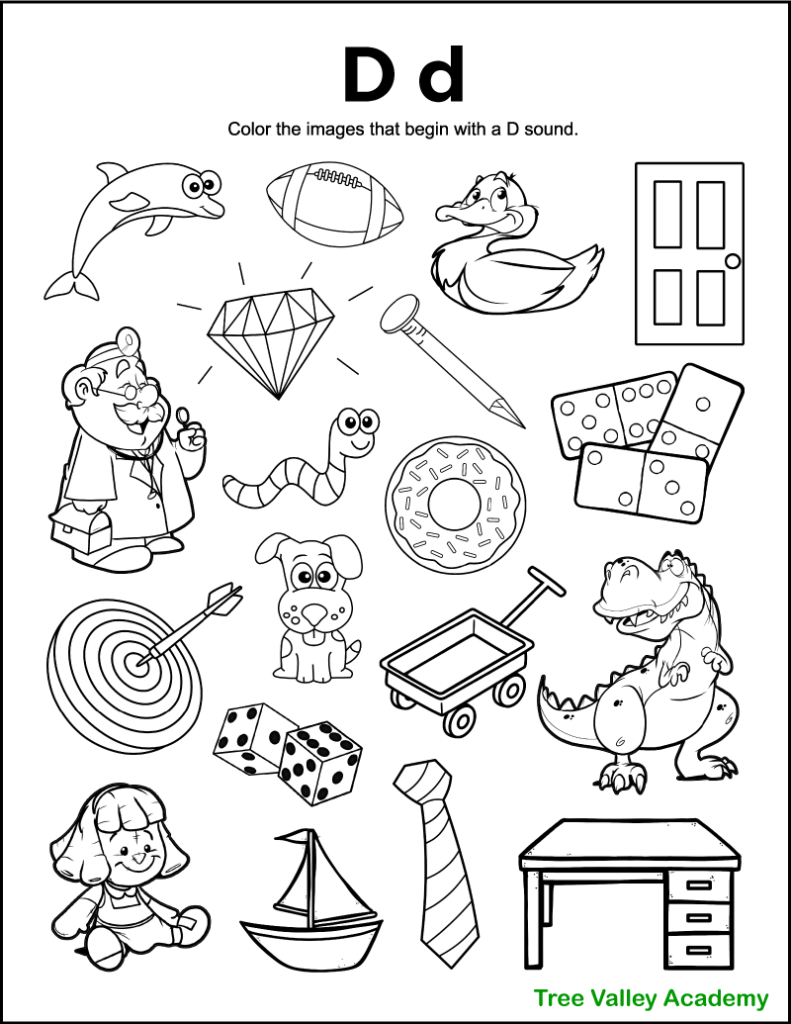 Letter D Sound Worksheets Tree Valley Academy