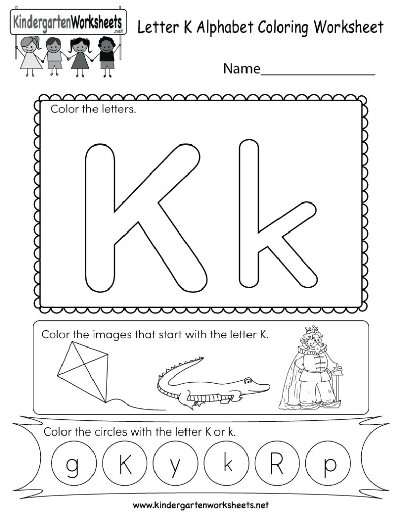 Letter K Coloring Worksheet Free Kindergarten English Worksheet For Kids