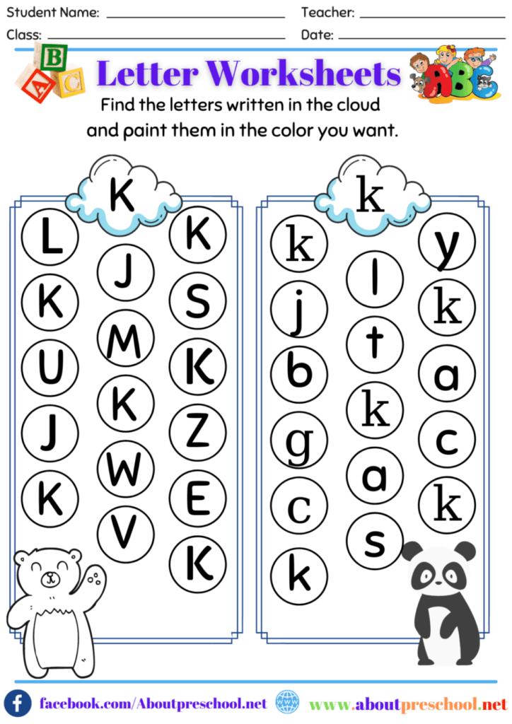 Letter K Worksheets For Kindergarten