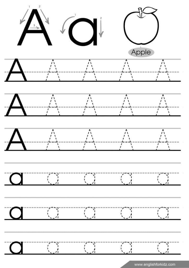 Trace Letter A Worksheets For Kindergarten