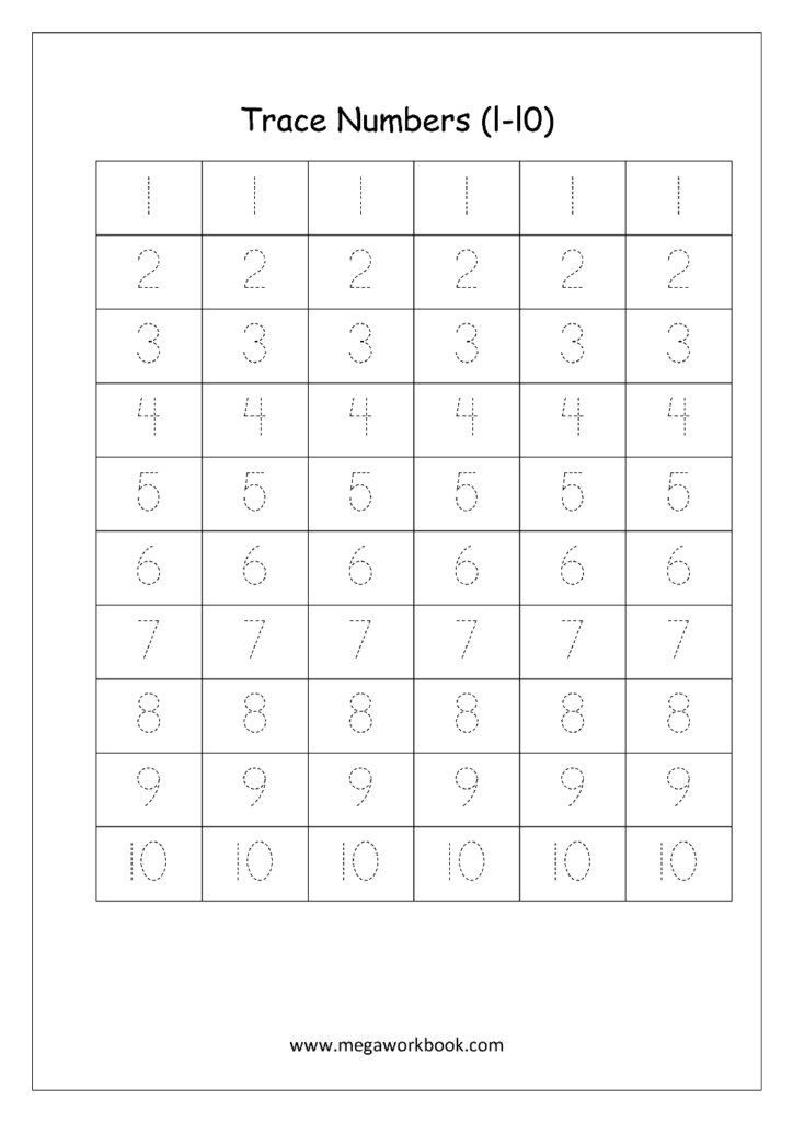 Math Worksheet Number Tracing 1 To 10 Writing Worksheets Free Preschool Worksheets Number Writing Worksheets