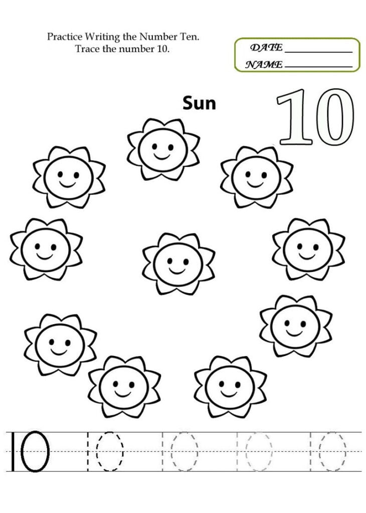 Number 10 Worksheet For Preschool
