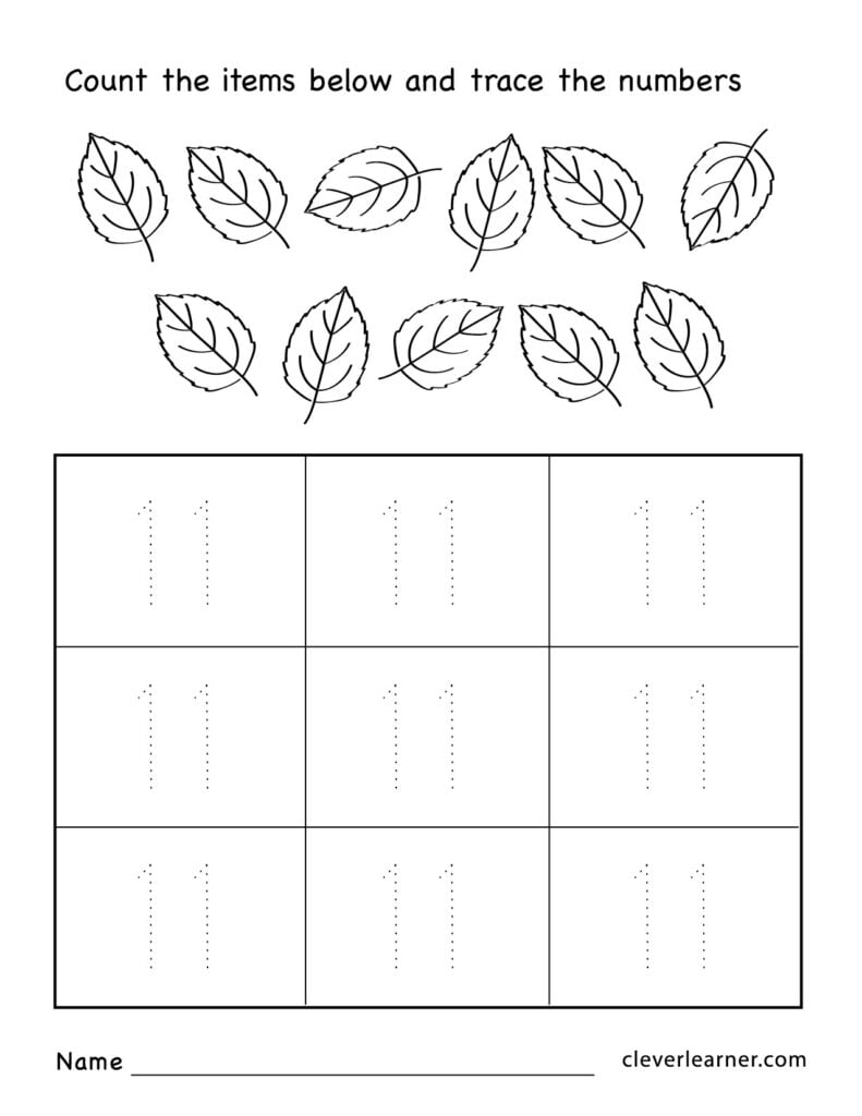 Printable Number 11 Worksheet Preschool