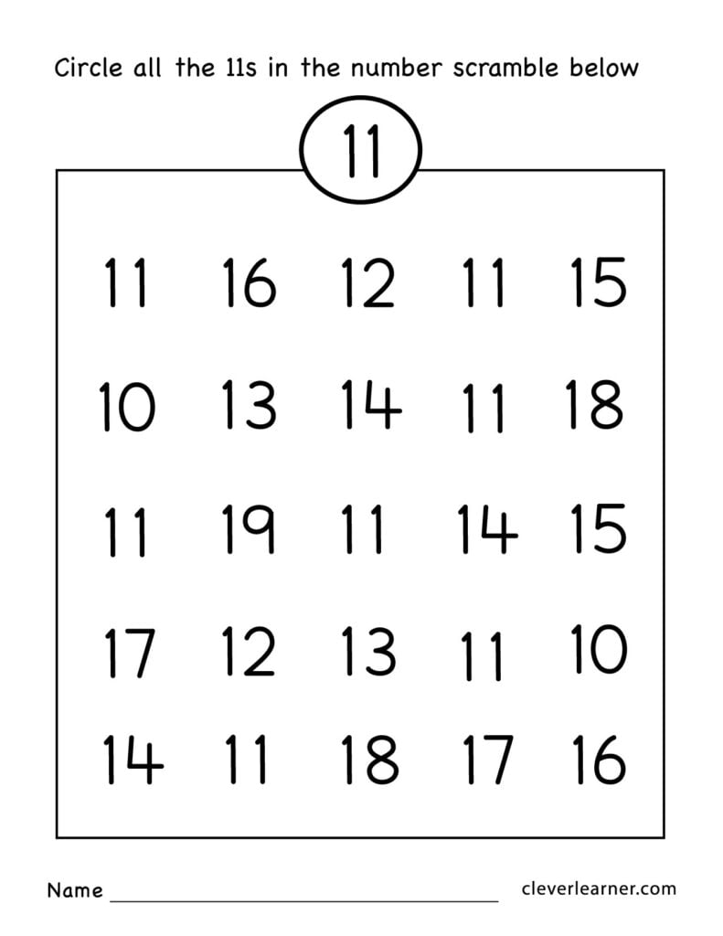 Printable Number 11 Worksheet Preschool