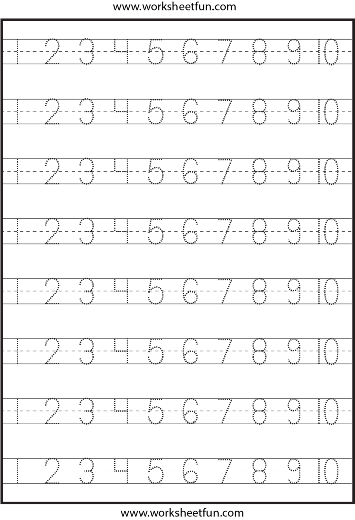 1 To 10 Tracing Worksheet
