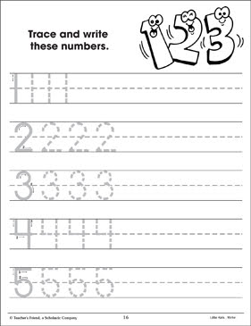 Numerals 1 2 3 4 5 Handwriting Practice Printable Skills Sheets