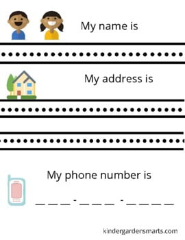 Address And Phone Number Worksheet