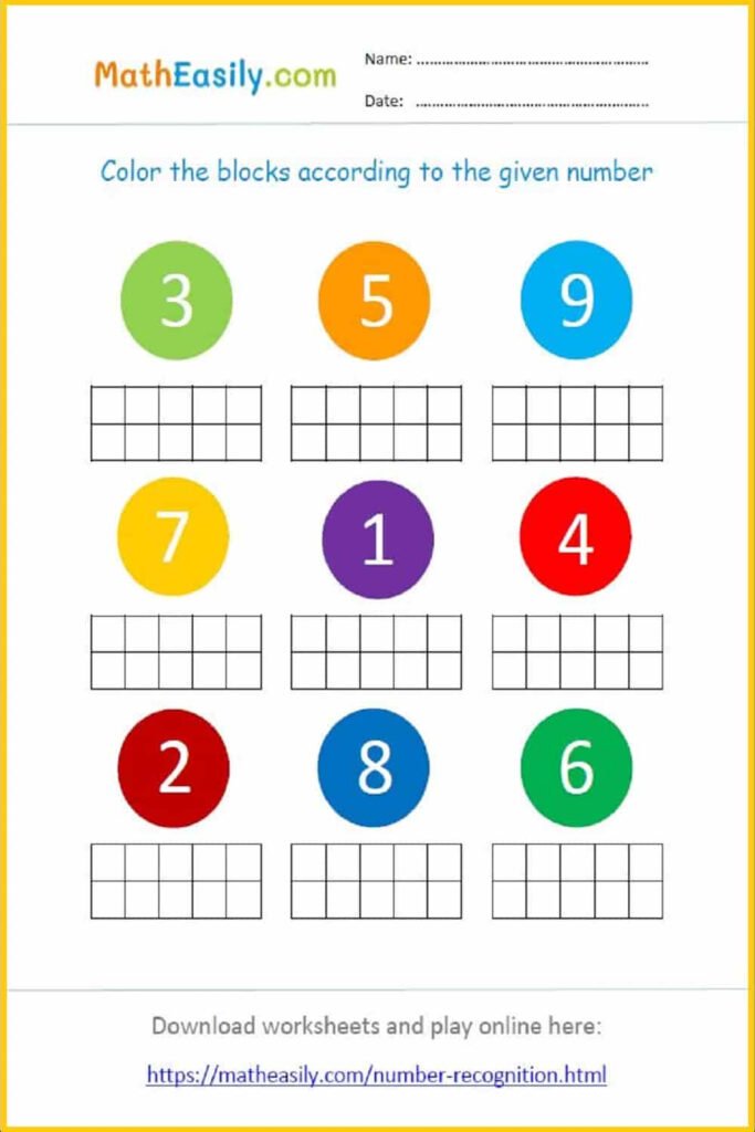 Number Recognition Worksheets For Preschoolers