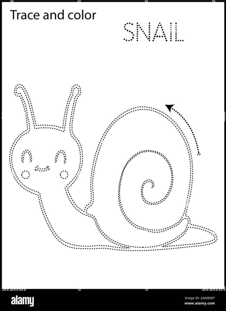 Printable Coloring Page For Kindergarten And Preschool Tracing Animal And Names Stock Photo Alamy