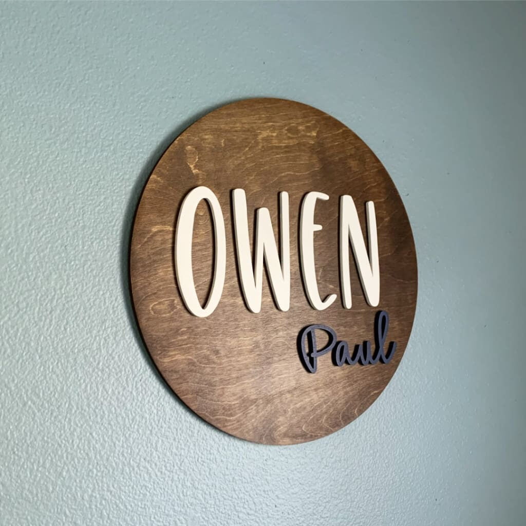 Round Wood Name Sign Custom Nursery Sign Craftcuts