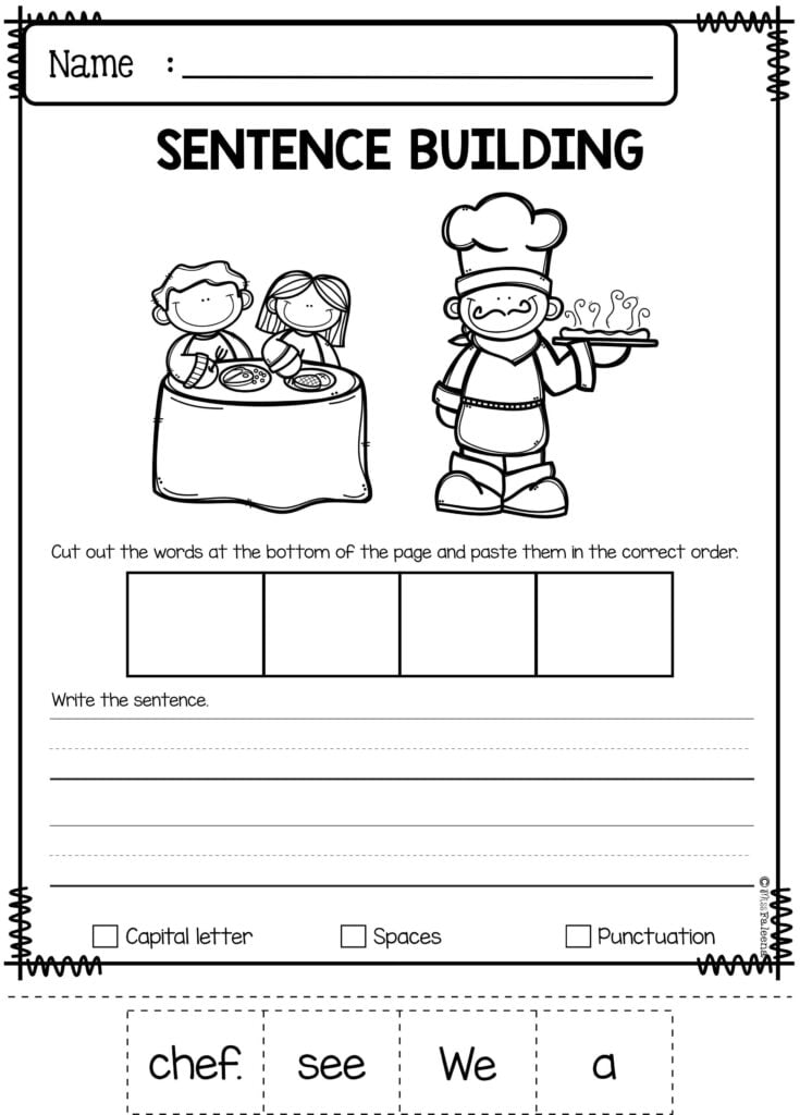 September Sentence Building Sentence Building Worksheets Writing Sentences Worksheets Sentence Building