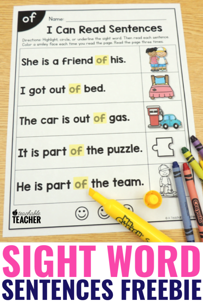 Sight Word Sentences With A Freebie A Teachable Teacher