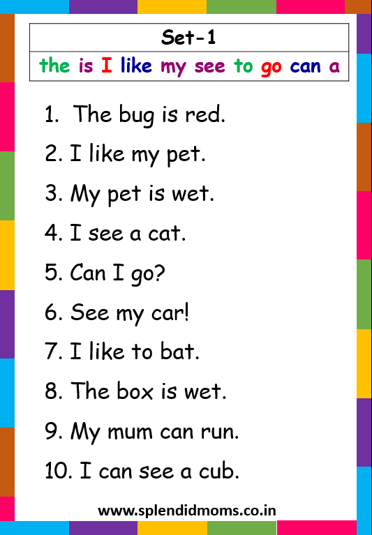 3 Letter Word Sentences For Kindergarten
