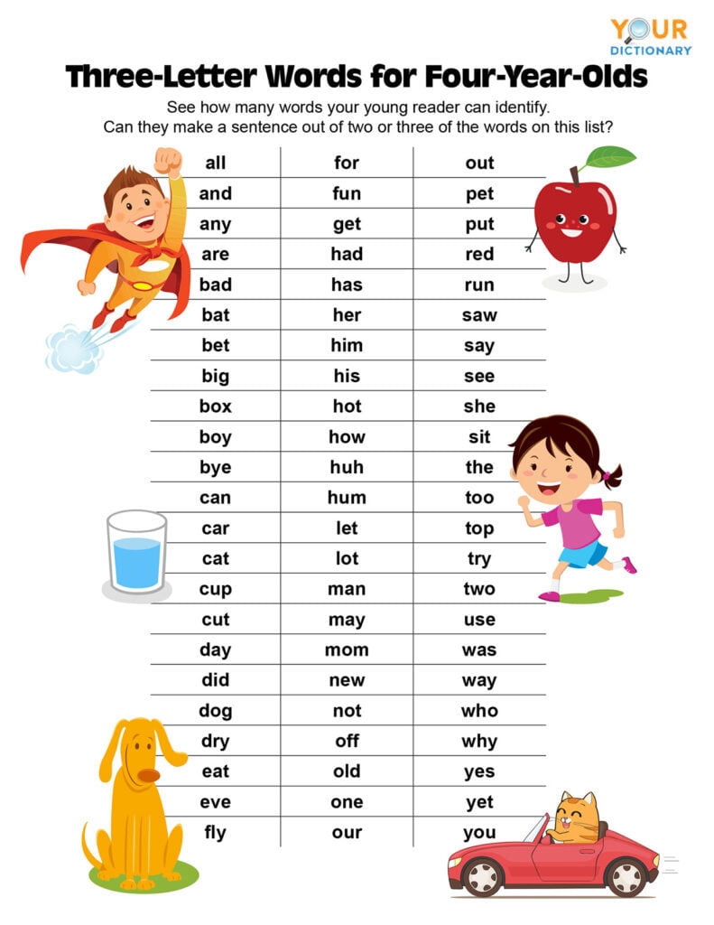 3 Letter Words For Kindergarten With Pictures