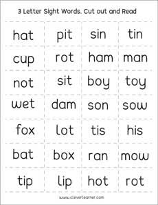 Three Letter Words Reading Writing And Matching Worksheets For Preschool And Kindergarten Kids