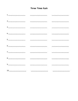 Three Times Each Spelling Sheets By Learning Each Day TpT