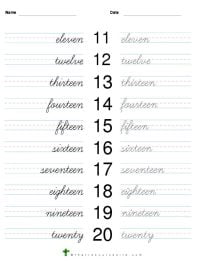 1 To 100 Numbers In Cursive Writing