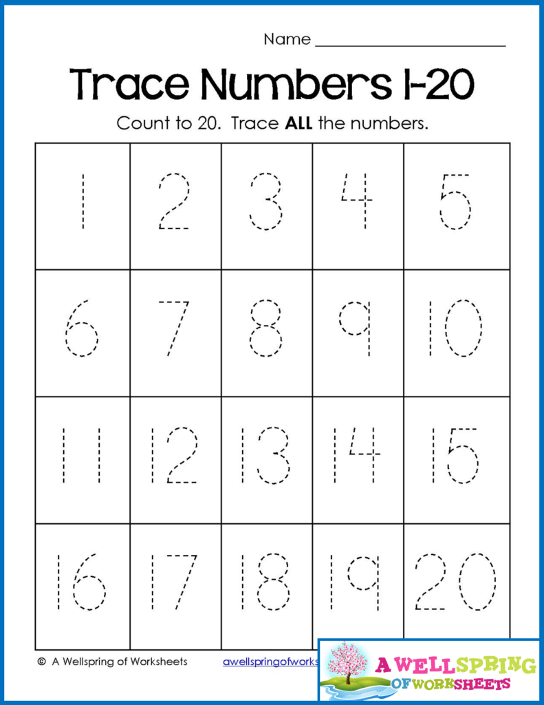 1 To 20 Tracing Worksheet