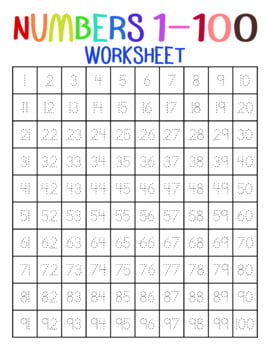 1 To 100 Number Tracing Worksheets