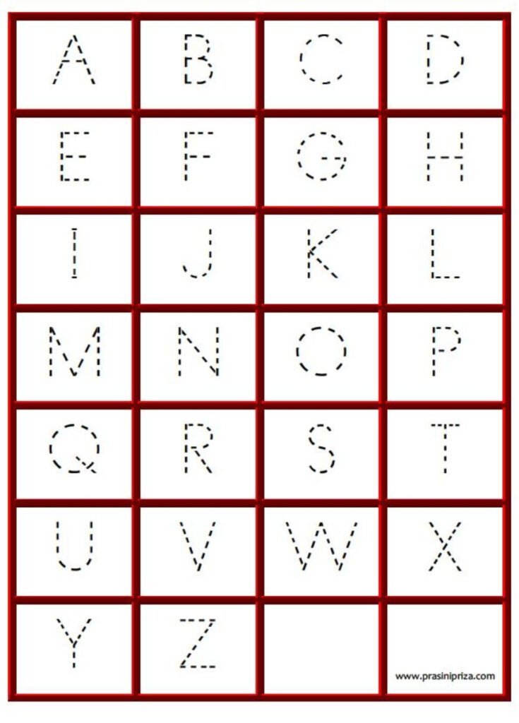 Alphabet In Dots For Tracing