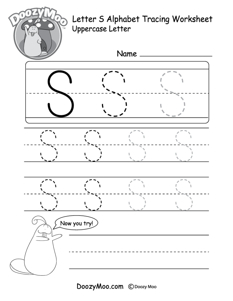 Uppercase Letter S Tracing Worksheet Doozy Moo