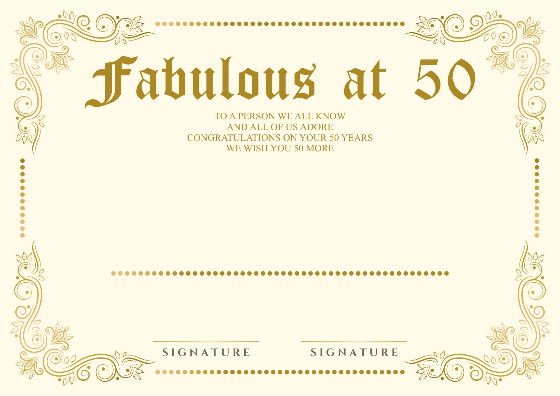 Printable 50th Birthday Cards