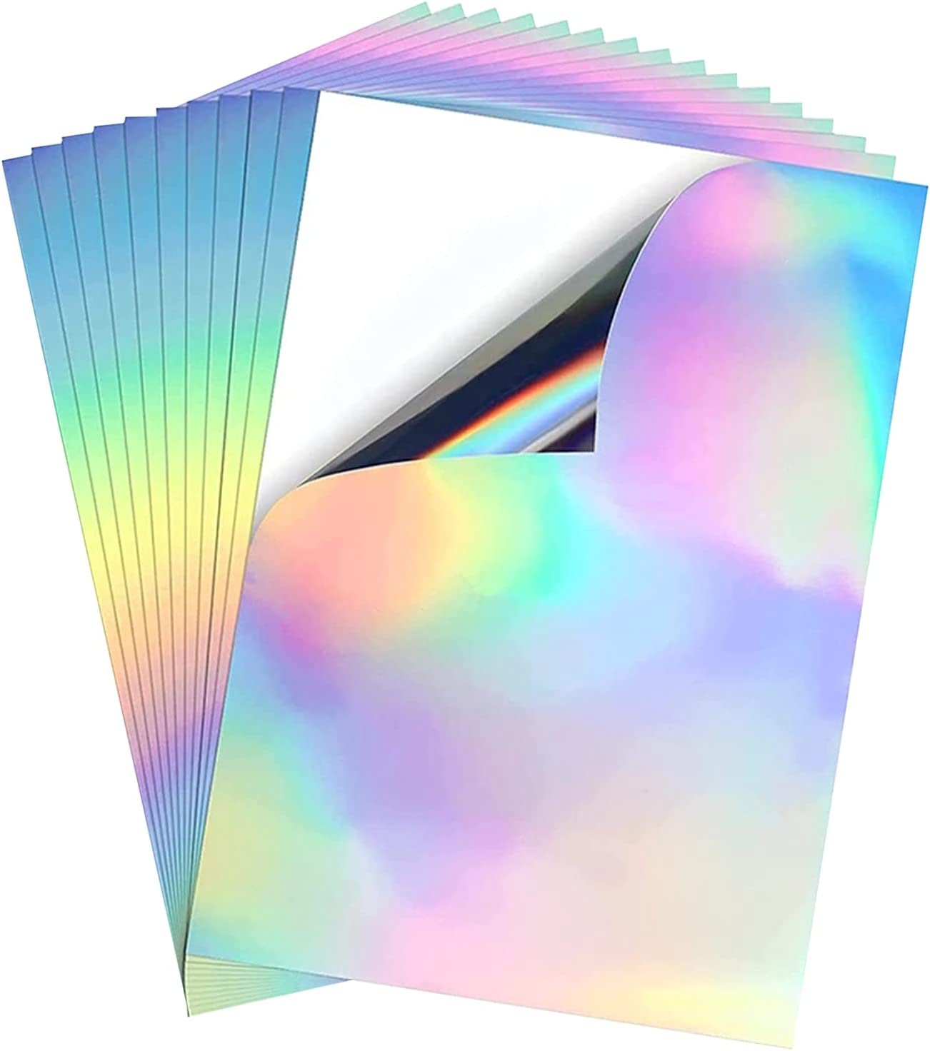 10 Sheets Premium Vinyl Sticker Film A4 Holographic Printable Vinyl Sticker Paper Rainbow Vinyl Sticker Paper Waterproof Sticker Paper For Inkjet Laser Printer Amazon de Stationery Office Supplies