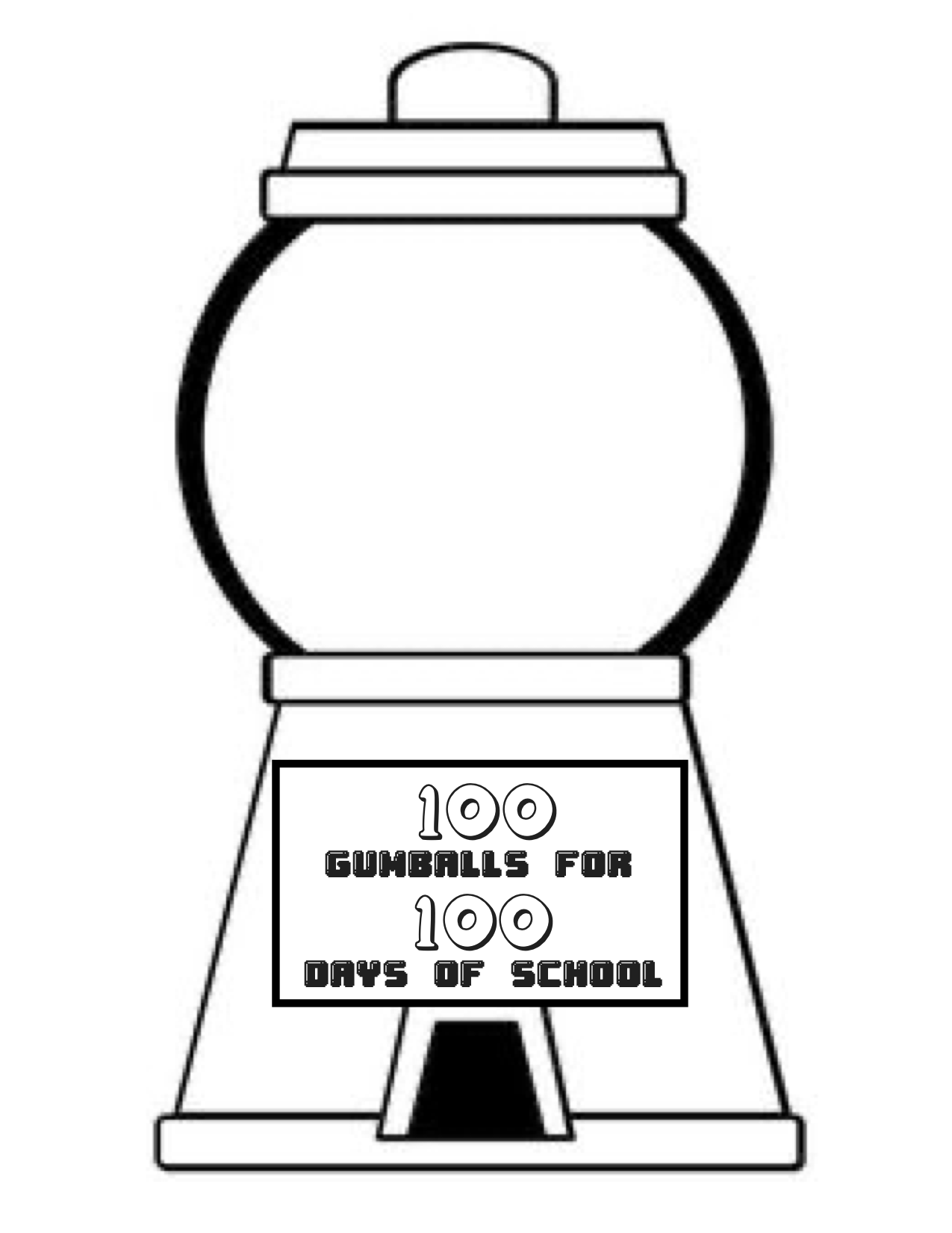 Printable 100 Day Gumball Machine Template
