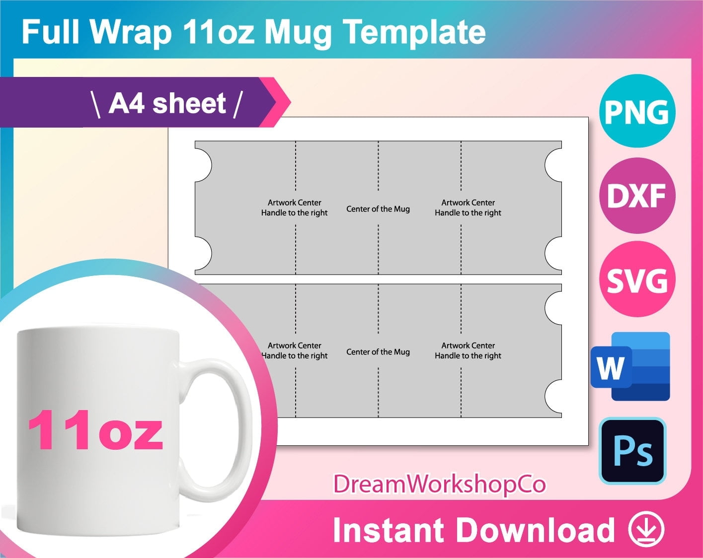11oz Mug Template 11oz Mug Full Wrap Template Sublimation Etsy sterreich