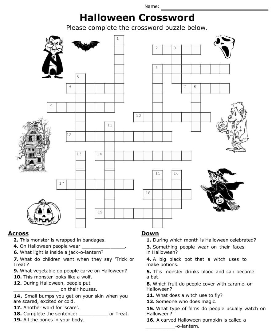 Halloween Crossword Printable
