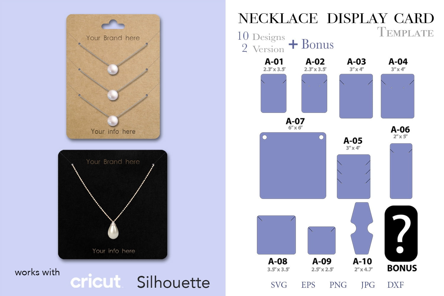 20 Necklace Display Card Template Set Grafik Von Paperboxshop Creative Fabrica