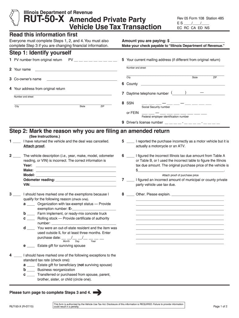 2015 2022 Form IL RUT 50 X Fill Online Printable Fillable Blank PdfFiller