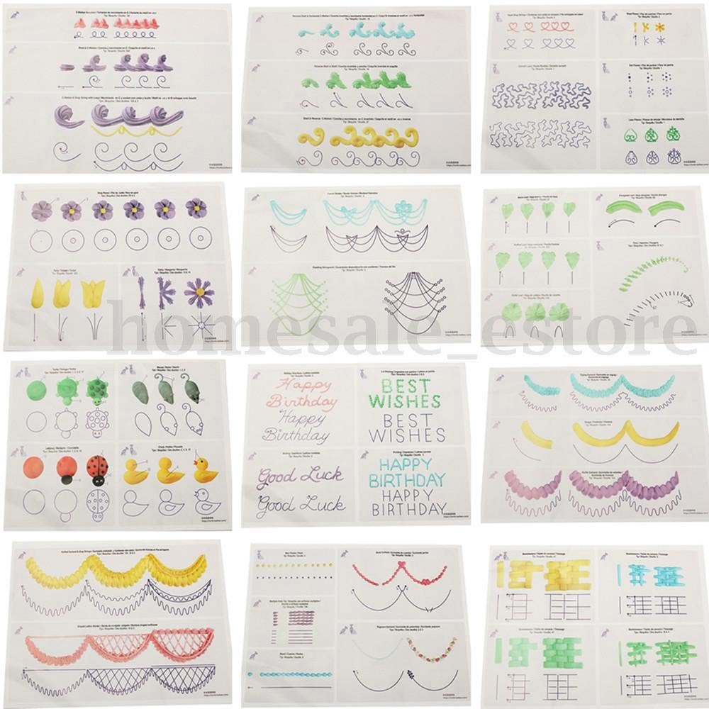 23pcs set Cake Icing Piping Diy Practice Drawing Board Template Paper Decor Practice Template Paste Fondant Decorating Baking Pastry Tools AliExpress