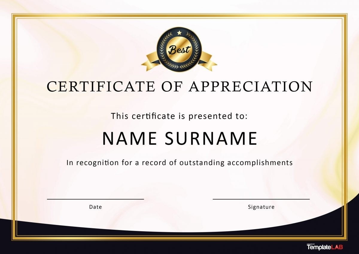 26 Free Certificate Of Appreciation Templates And Letters