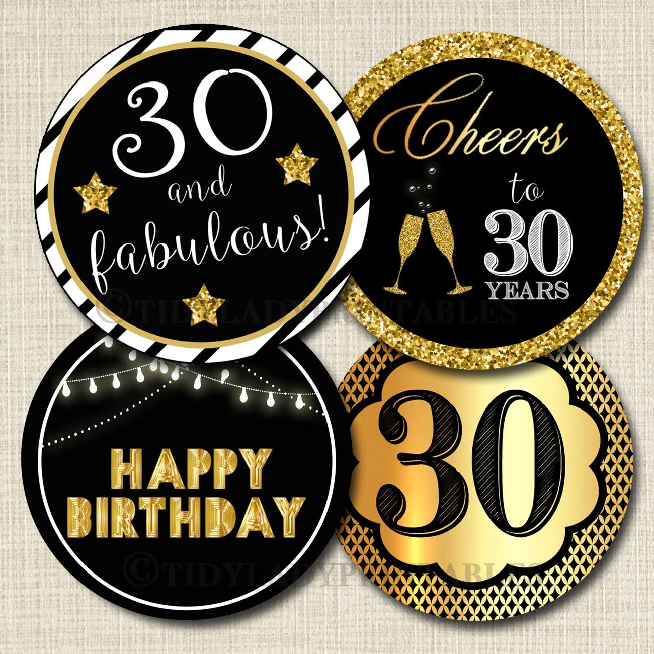 30th Birthday Cupcake Toppers PRINTABLE Cheers To Thirty Etsy de