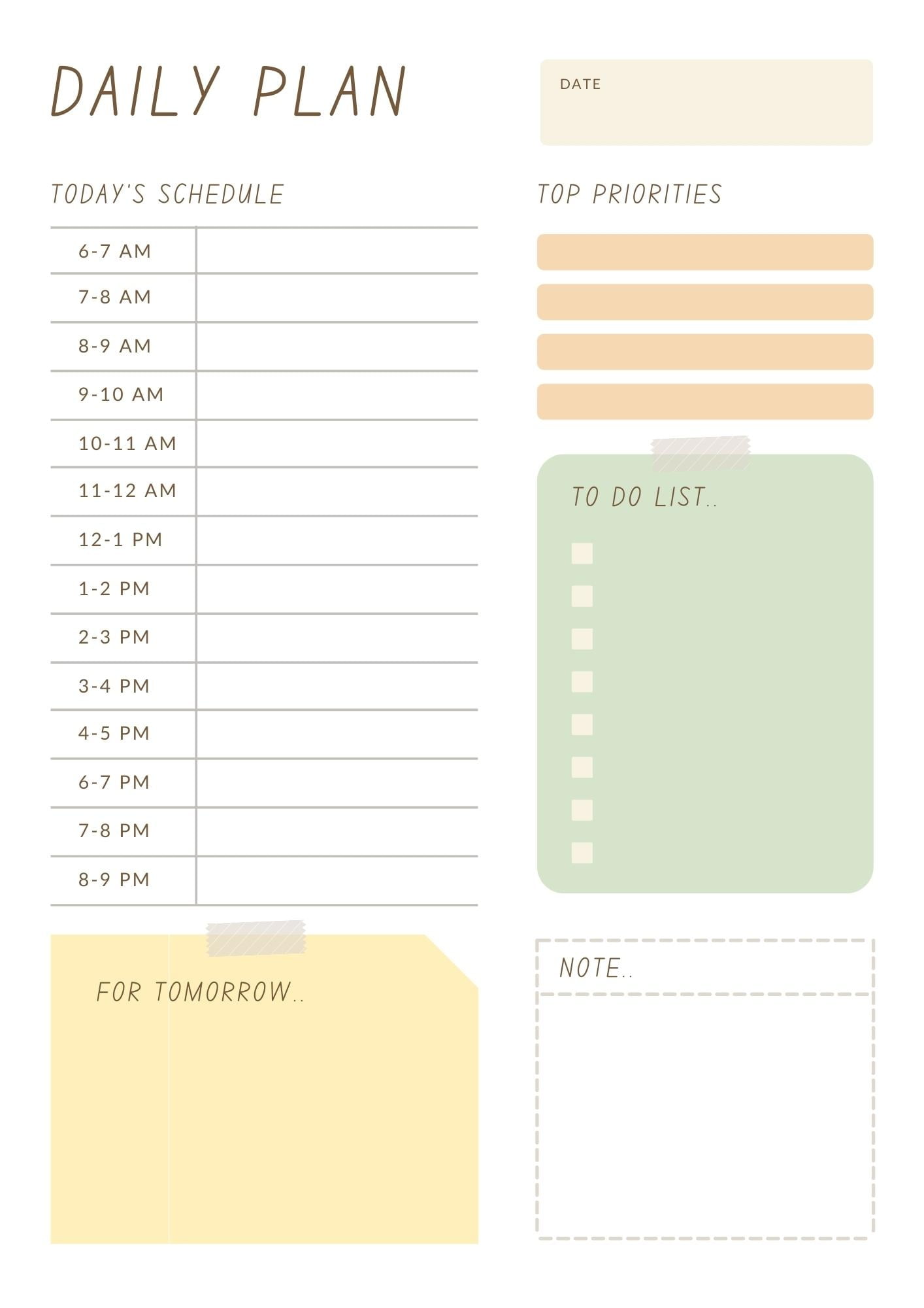 Printable Adhd Schedule Template