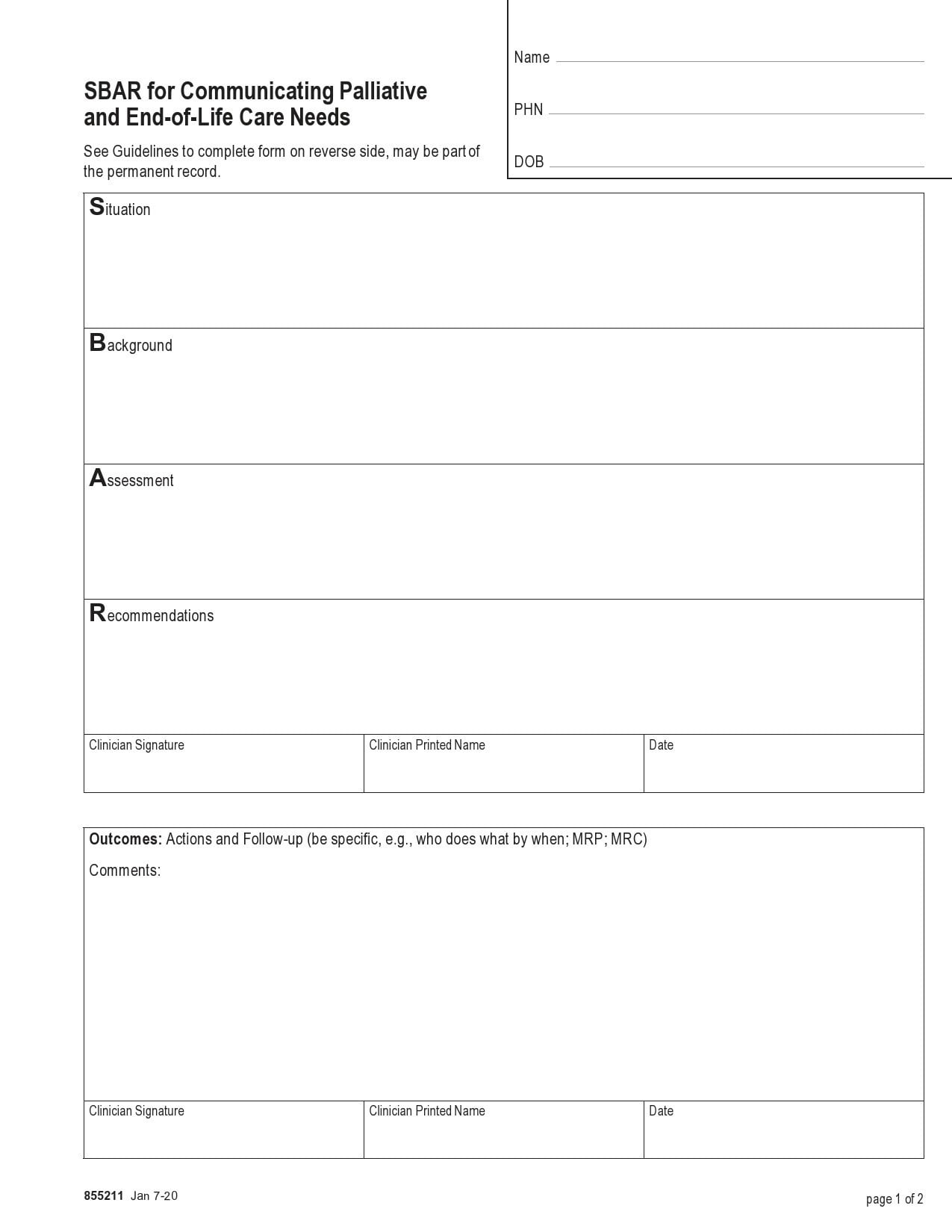 Printable Blank Sbar Template