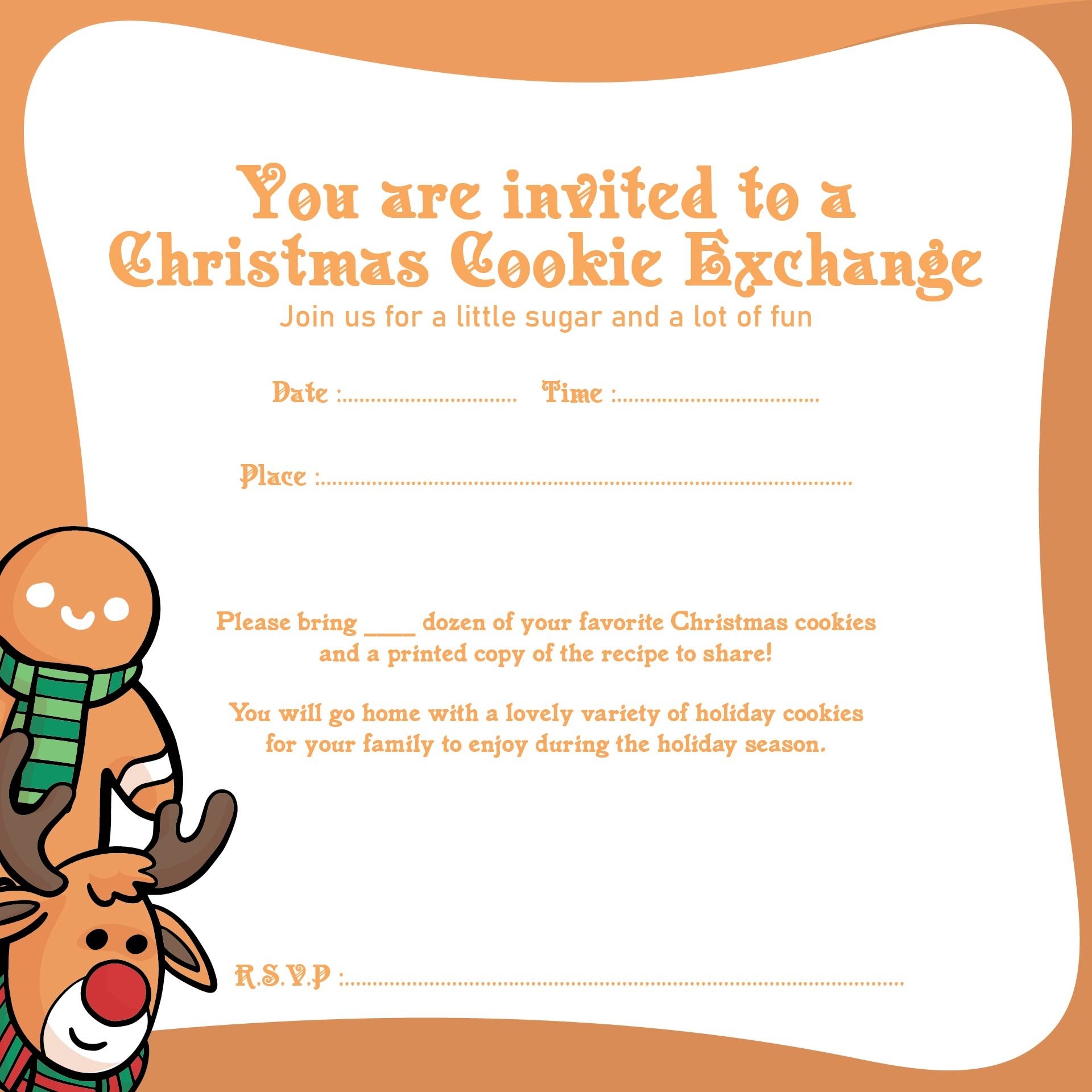 5 Best Free Printable Cookie Exchange Invitation Template Printablee