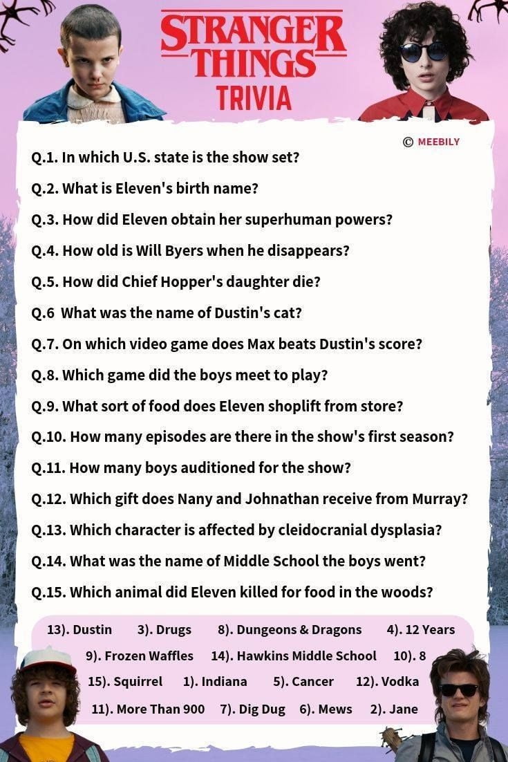 50 Stranger Things Trivia Questions Answers Meebily Stranger Things Halloween Party Stranger Things Halloween Stranger Things Quiz