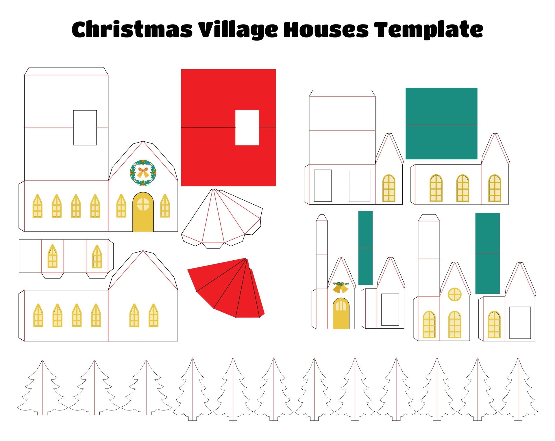 Printable Christmas Village Template Free Printable