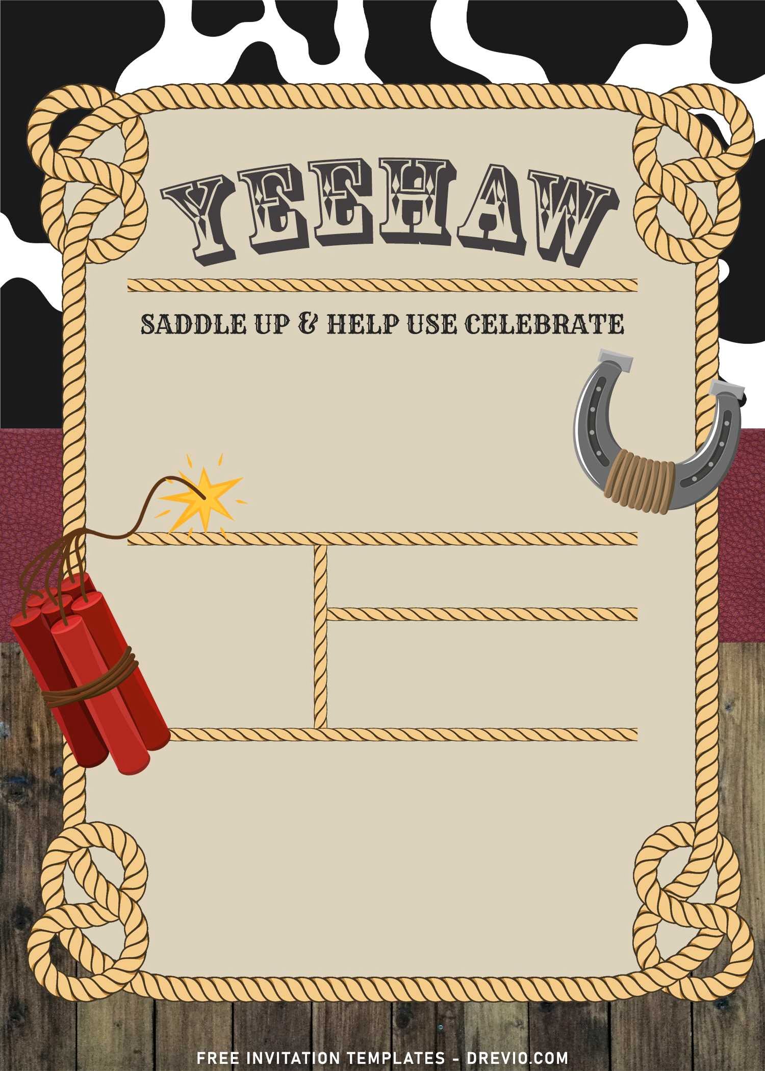 7 Yee Haw Western Cowboy Birthday Invitation Templates Download Hundreds FREE PRINTABLE Birthday Invitation Templates
