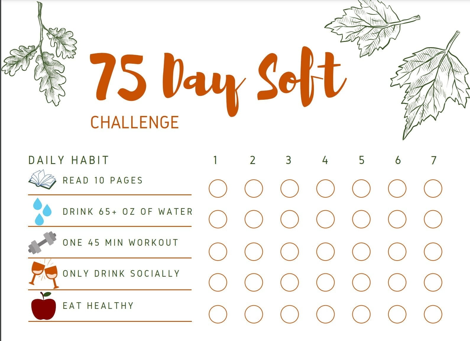 75 Day Soft Challenge Digital Download Printable Habit Etsy de