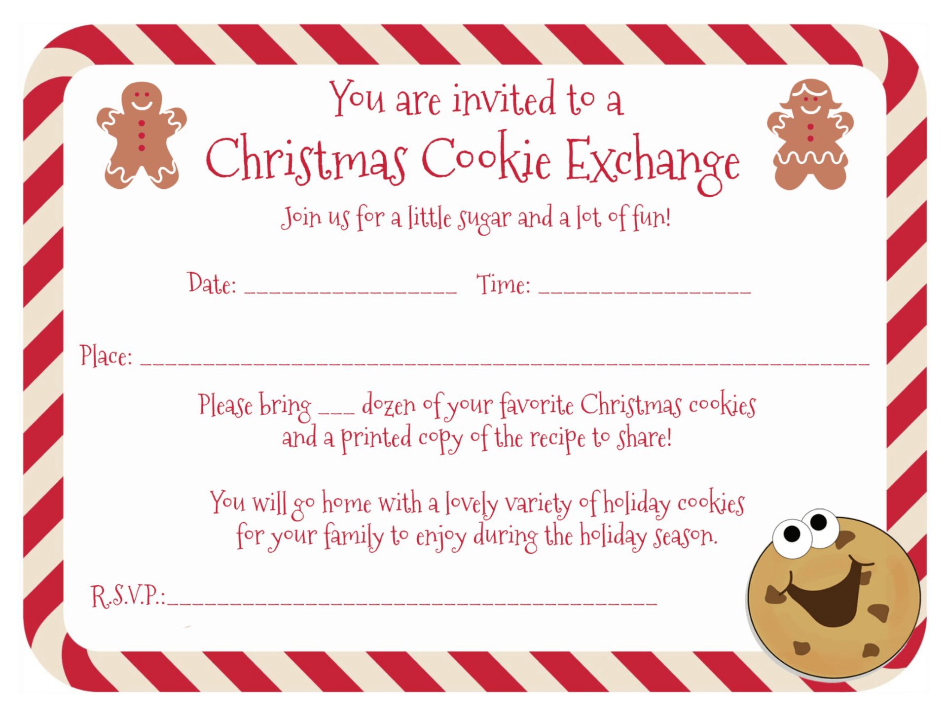 Free Printable Free Cookie Exchange Invitation Templates