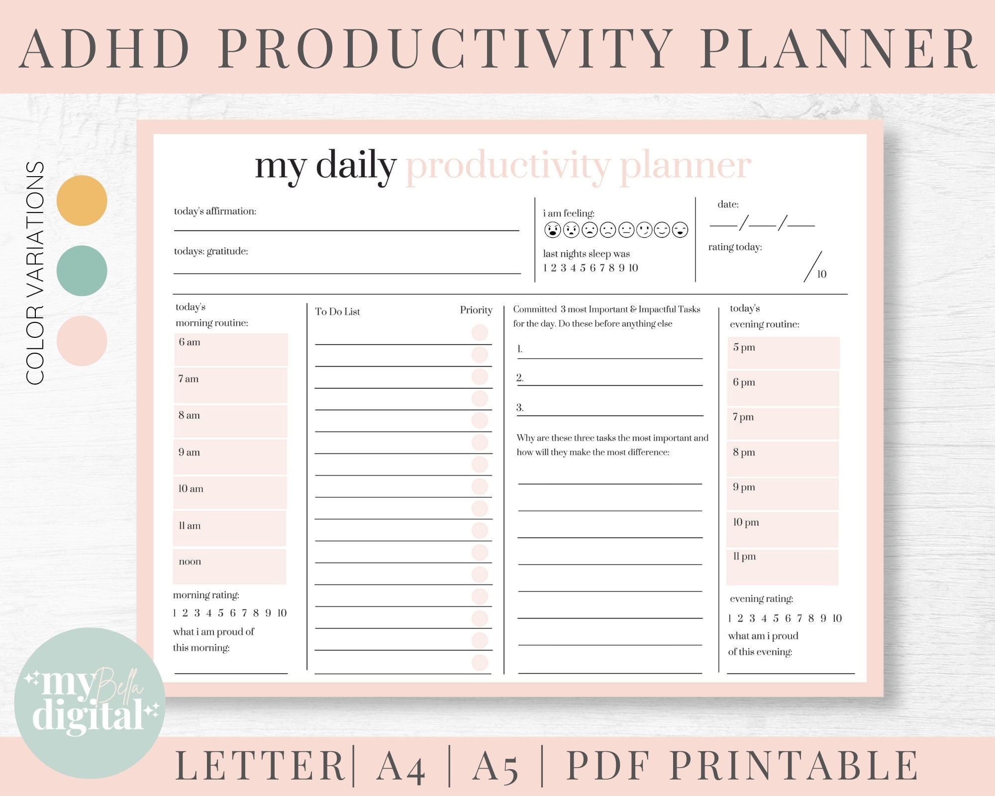 ADHD Planner Adhd Planner Printable Adhd Daily Planner Adhd Etsy de