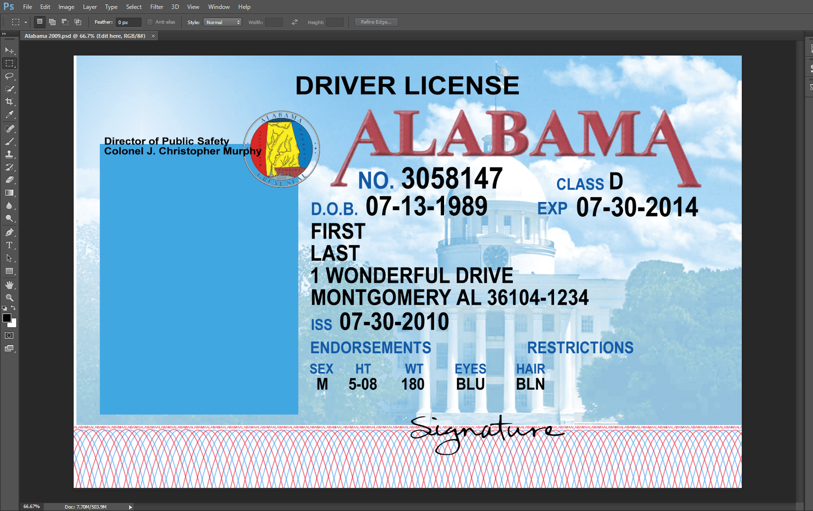 Alabama Driving Licence PSD Template Learn All Kind Of Hacking