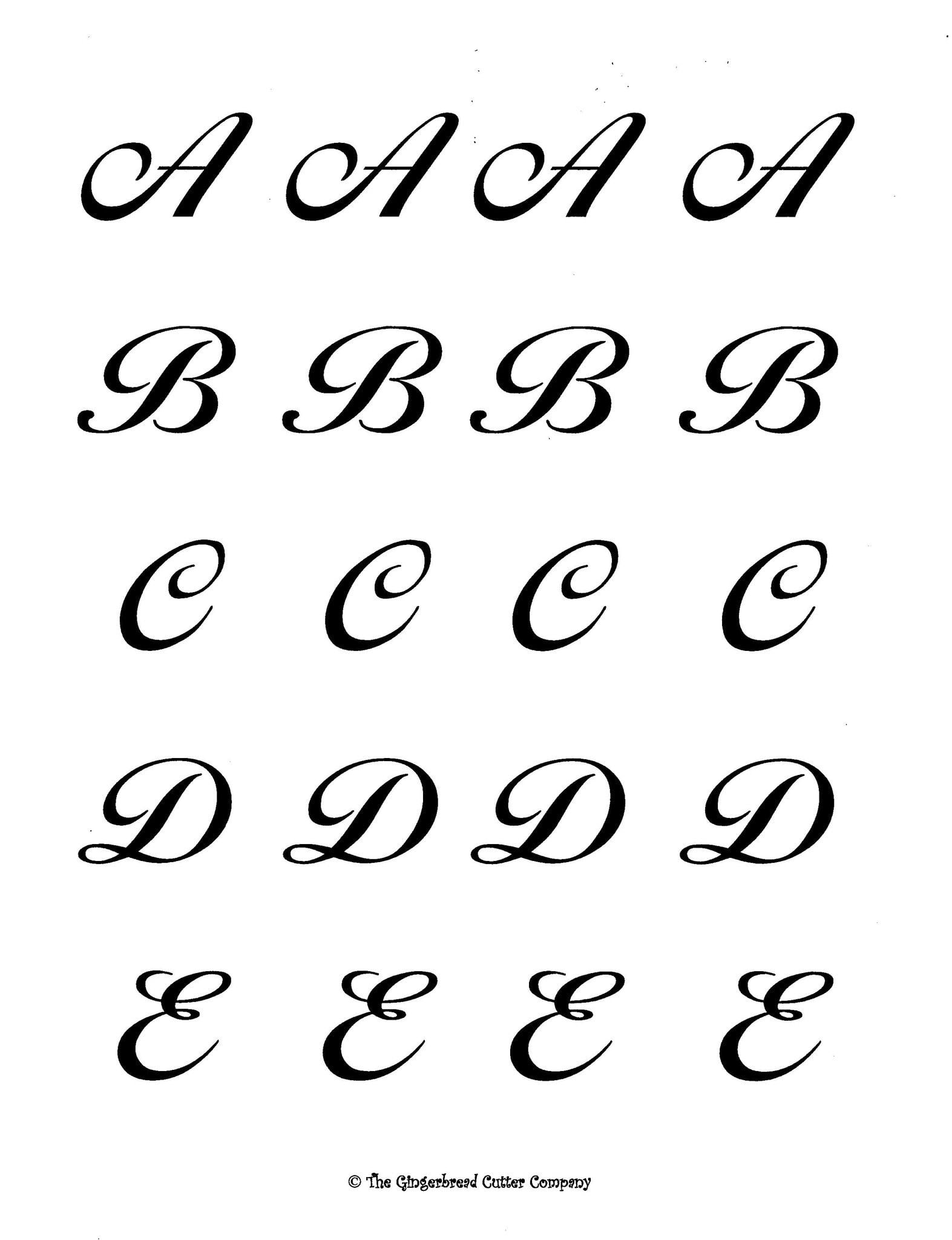 Alphabet Royal Icing Transfer Template Liffey Script Uppercase Only Royal Icing Transfers Royal Icing Templates Royal Icing