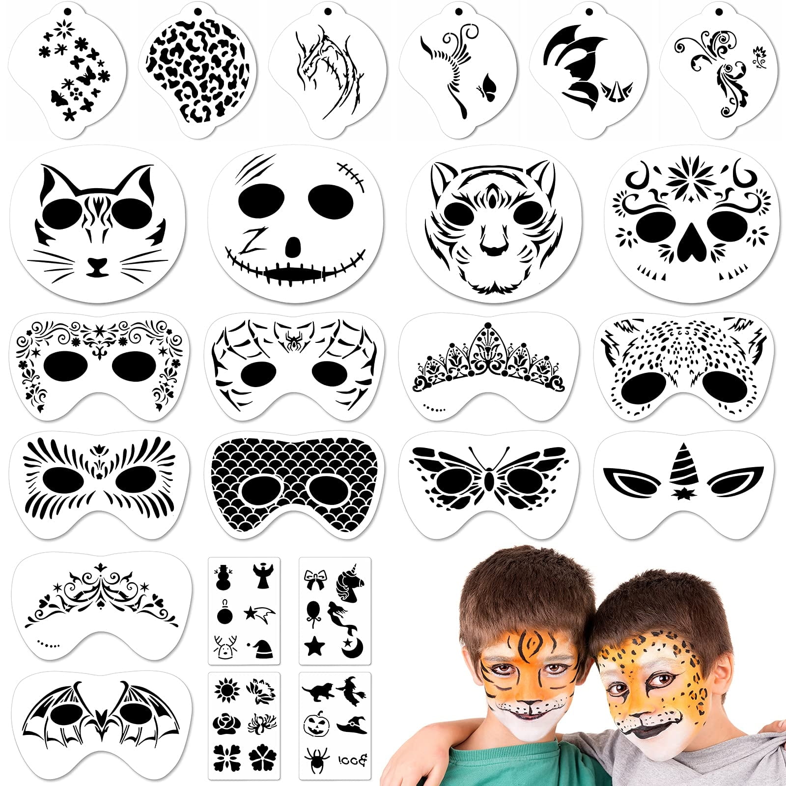 Amazon 24 Pieces Face Paint Stencils Set Halloween Facial Painting Stencils Makeup Painting Templates Plastic Temporary Body Painting Stencils DIY Art Stencils Template For Halloween Party Animal Style Everything Else
