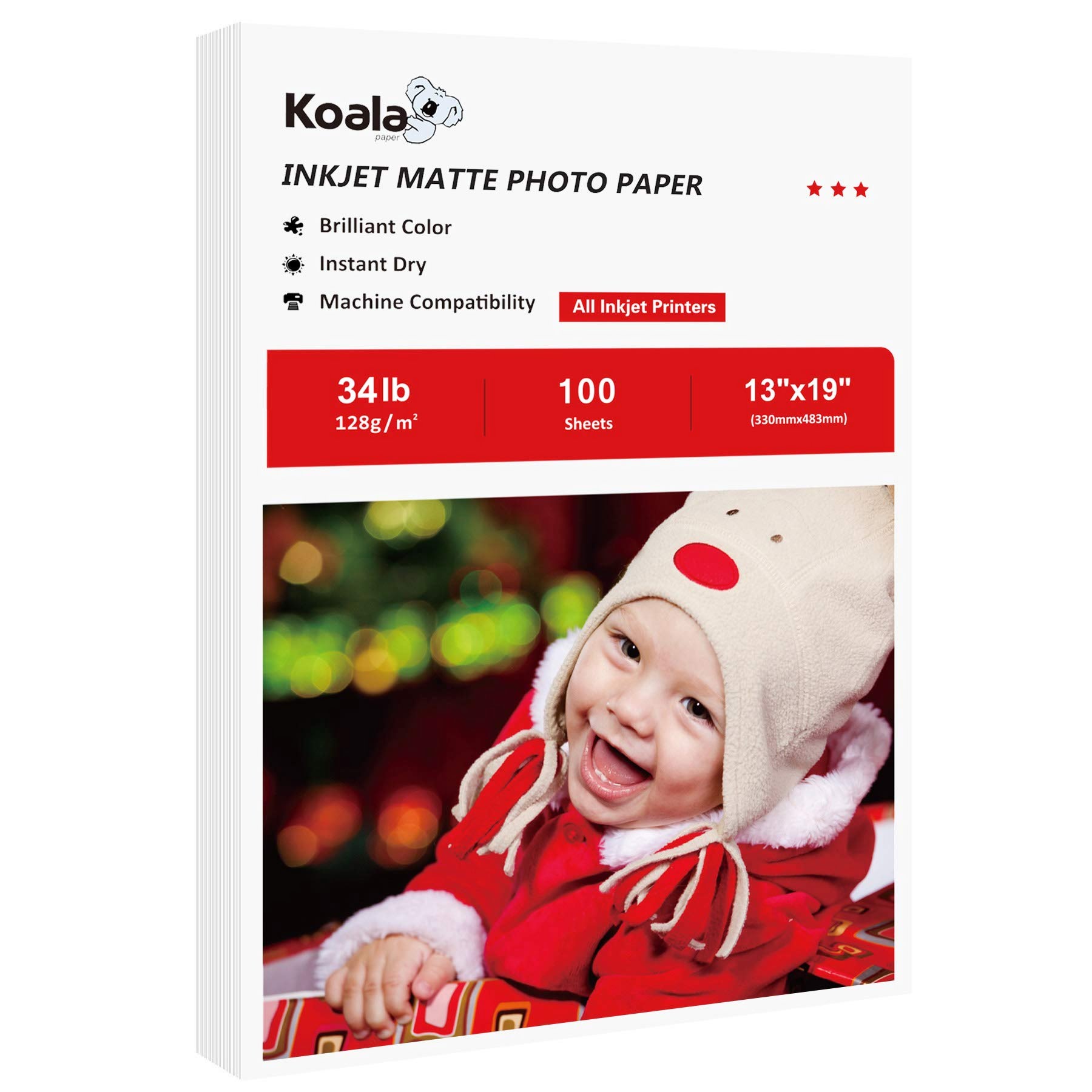 Amazon Koala Thin Inkjet Paper 13x19 Inches Matte Paper 100 Sheets 6 5Mil Compatible With Inkjet Printer Office Products