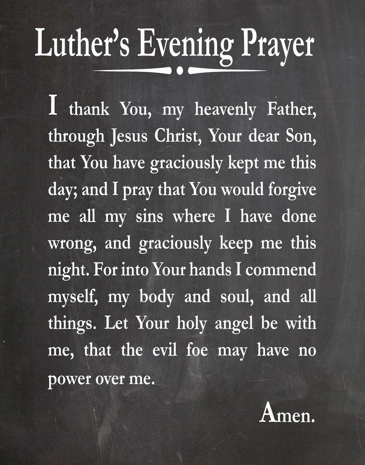 Amazon Luther s Evening Prayer Print Daily Christian Prayer Art 20 X 30 Chalkboard Black Posters Prints