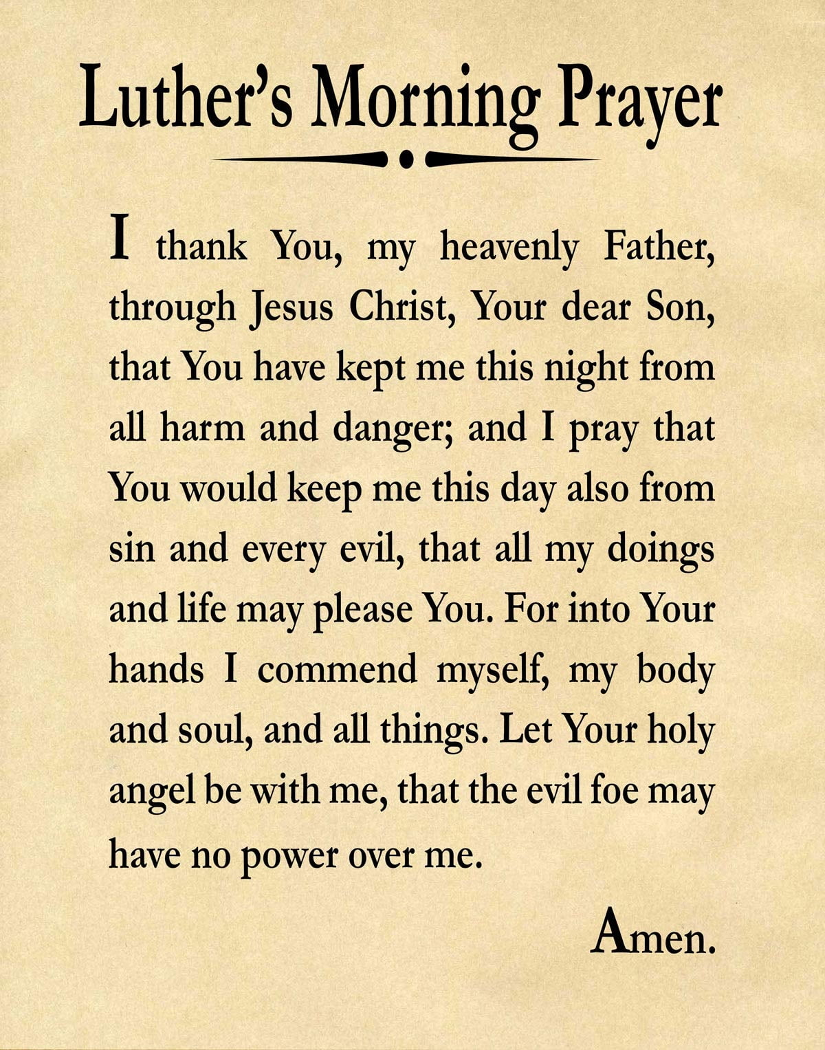 Luther's Morning Prayer Printable